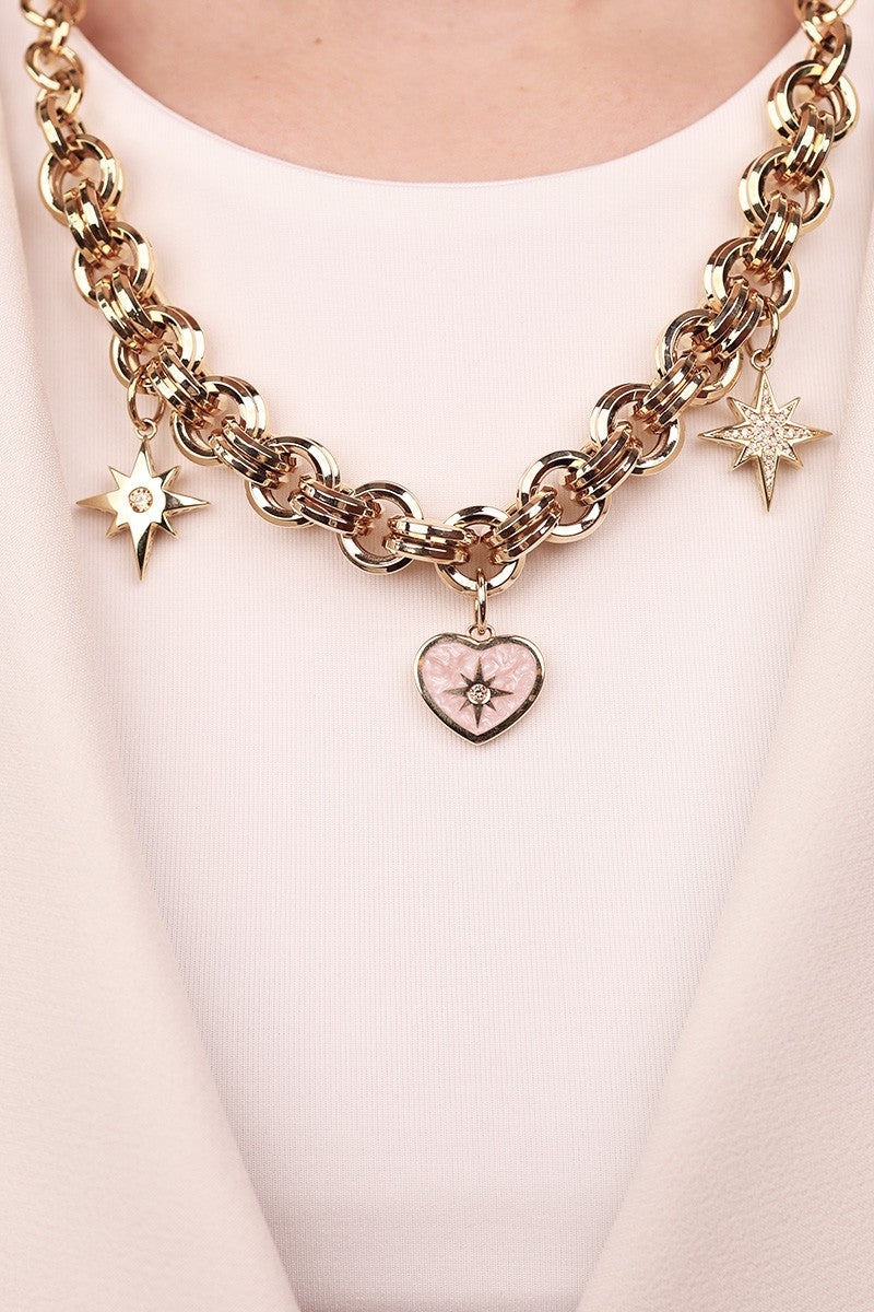 Cetaş Polaris Serisi Charm Detaylı 14 Ayar Altın Kolye