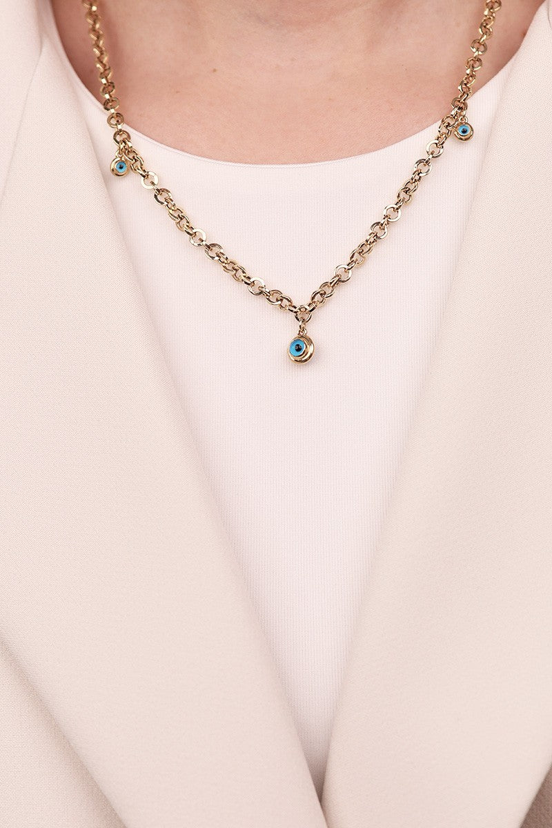 Cetaş Eterna Serisi Naza Boncuk Detalı 14 Ayar Altın Kolye