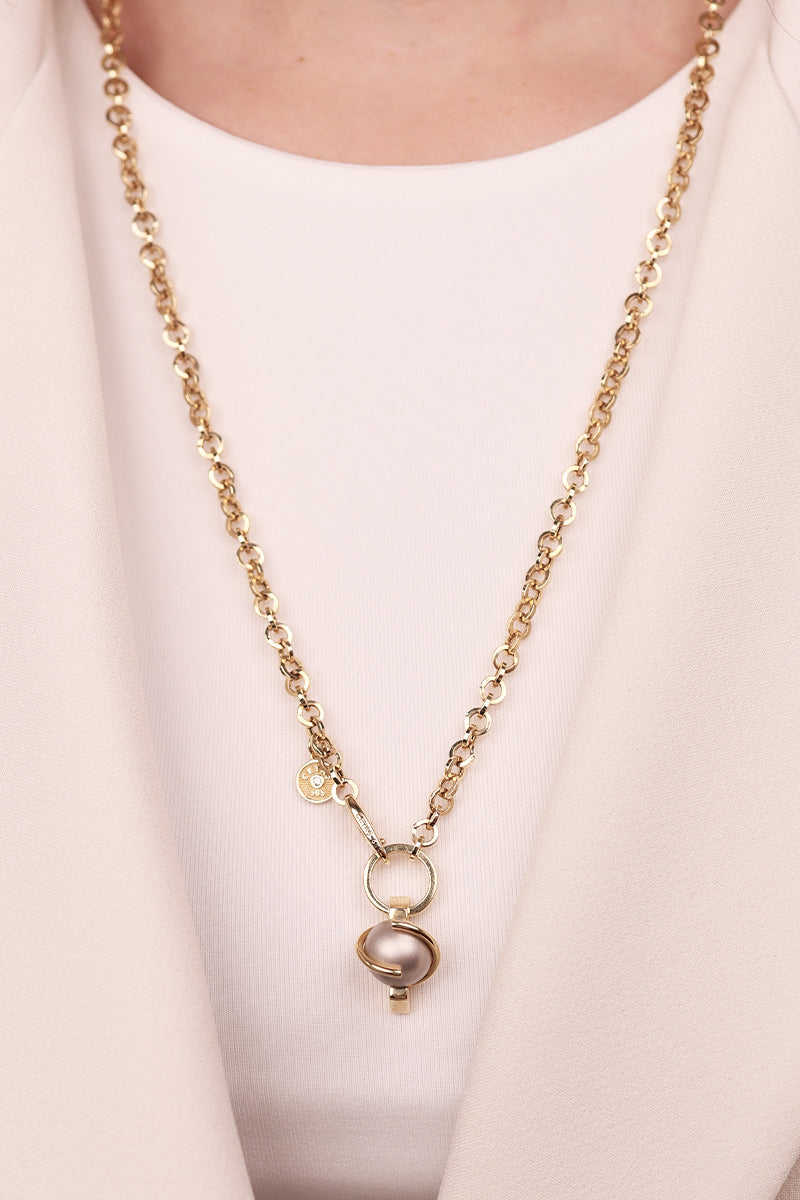 Cetaş Eterna İnci Detaylı 14 Ayar Altın Kolye