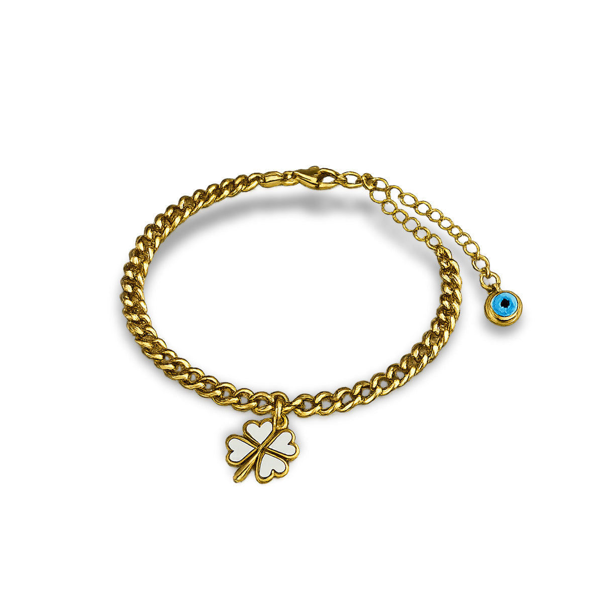 Cetaş Eterna Yonca ve Nazarlık Temalı 14 Ayar Altın Bileklik