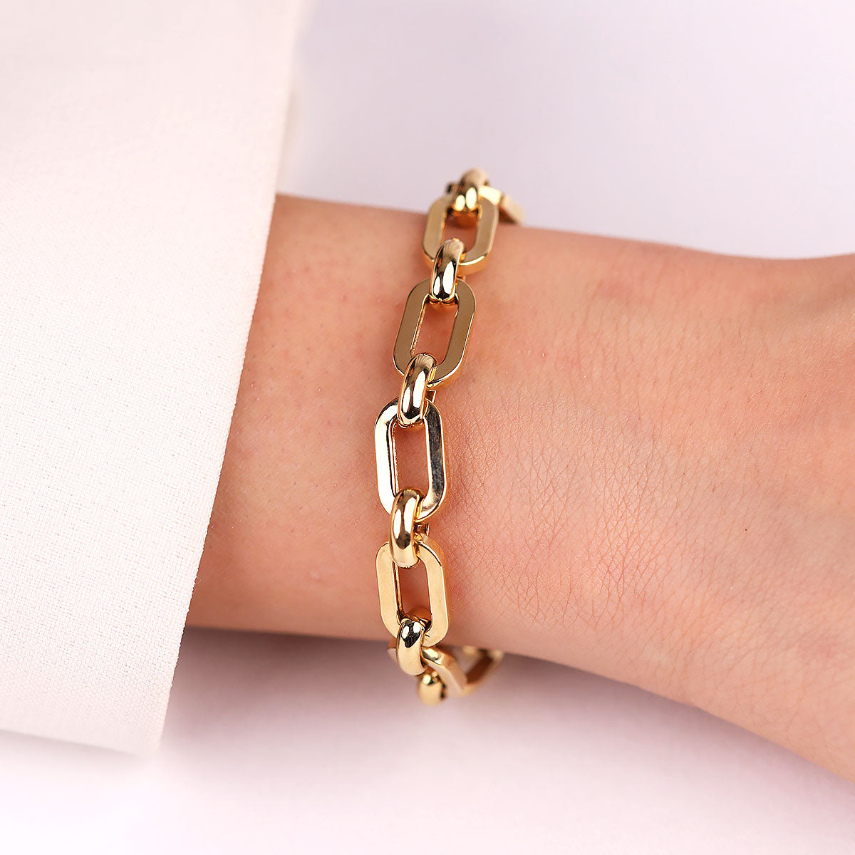 Modern Kalın Zincirli  14 Ayar Altın Bileklik