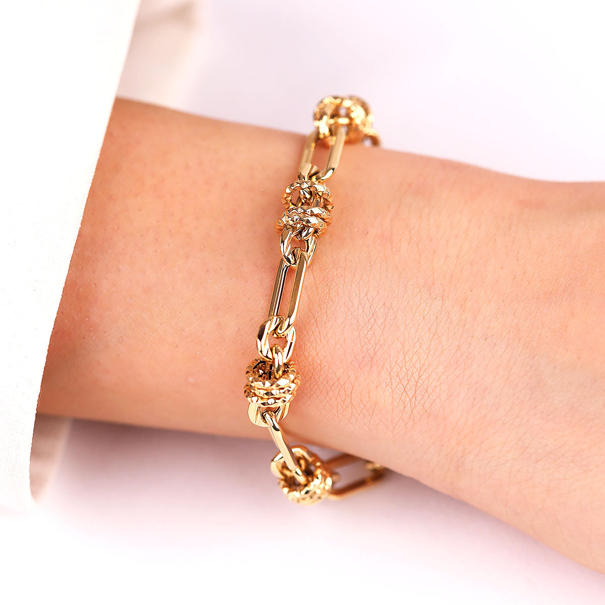 Cetaş Eterna Halka ve Düğümlü Zincir Tasarım 14 Ayar Altın Bileklik