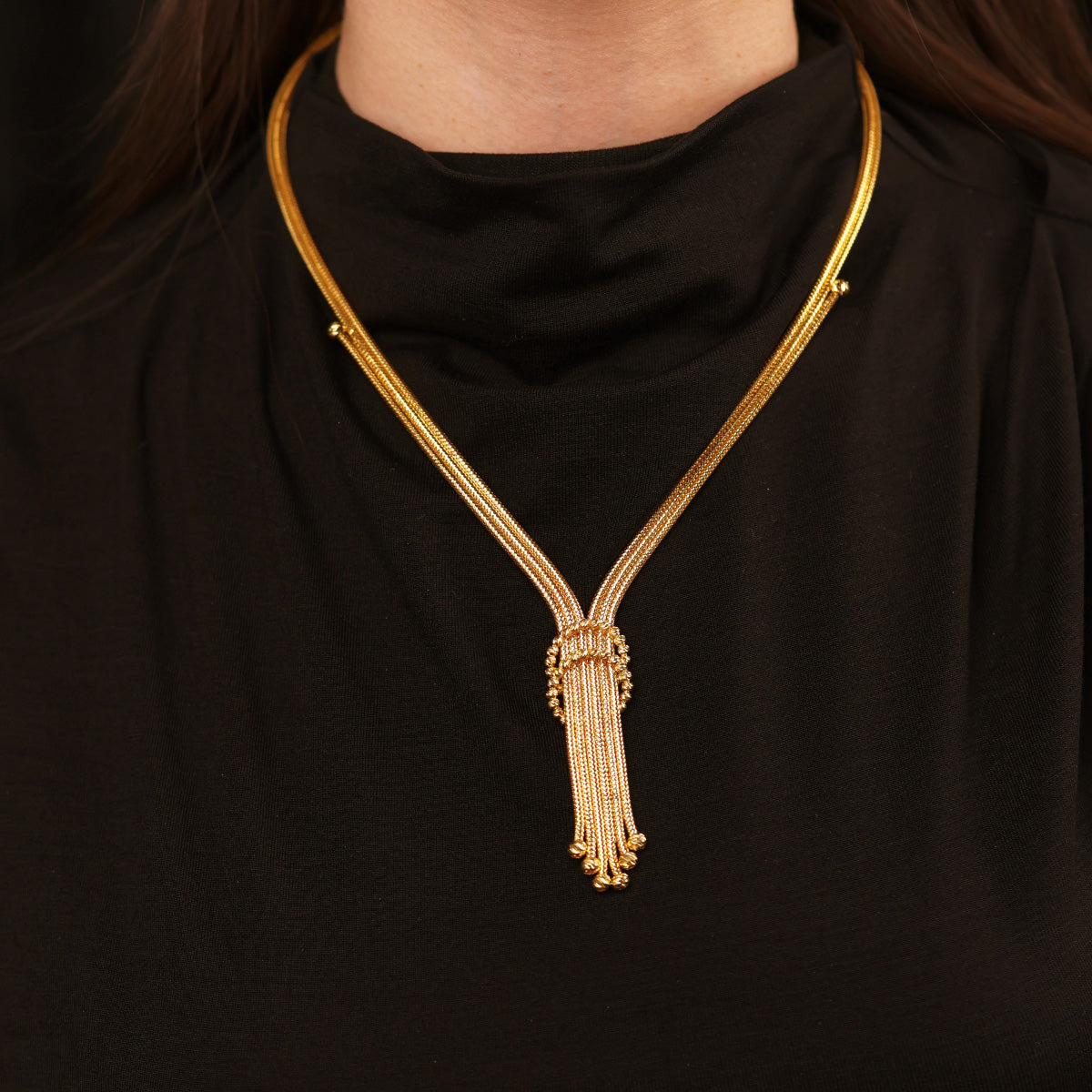 Kalze Zarif 14 Ayar Altın Set Kolye