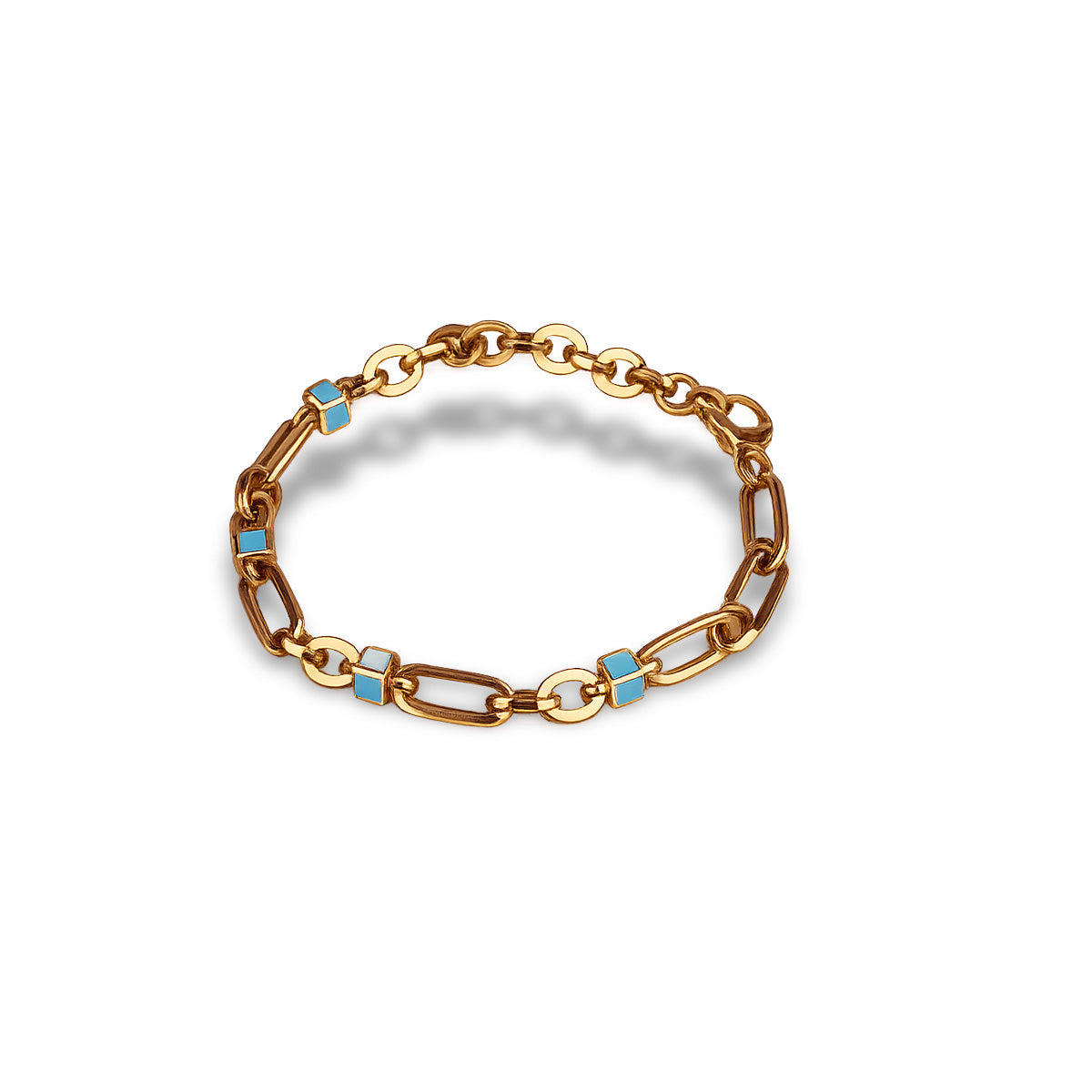 Cetaş Eterna Modern Tasarım Mavi Beyaz Mineli 14 Ayar Altın Kolye