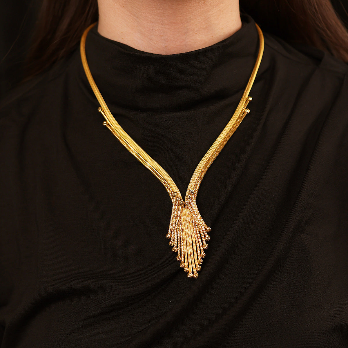 Kalze Dorikalı 14 Ayar Altın Set Kolye