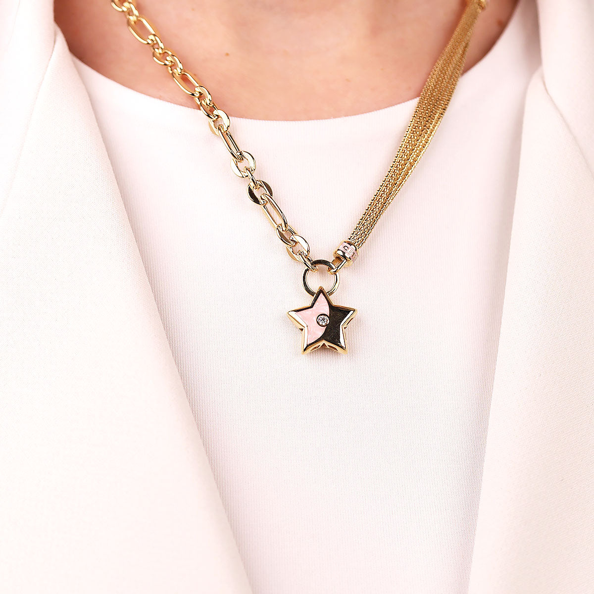 Cetaş Eterna Yıldız Temazlı 14 Ayar Altın Kolye