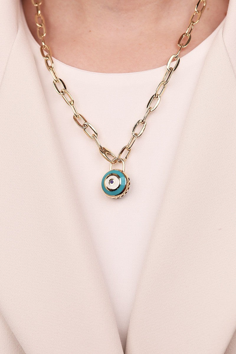 Cetaş Bir Dilek Tut Serisi Nazar Temalı 14 Ayar Altın Kolye