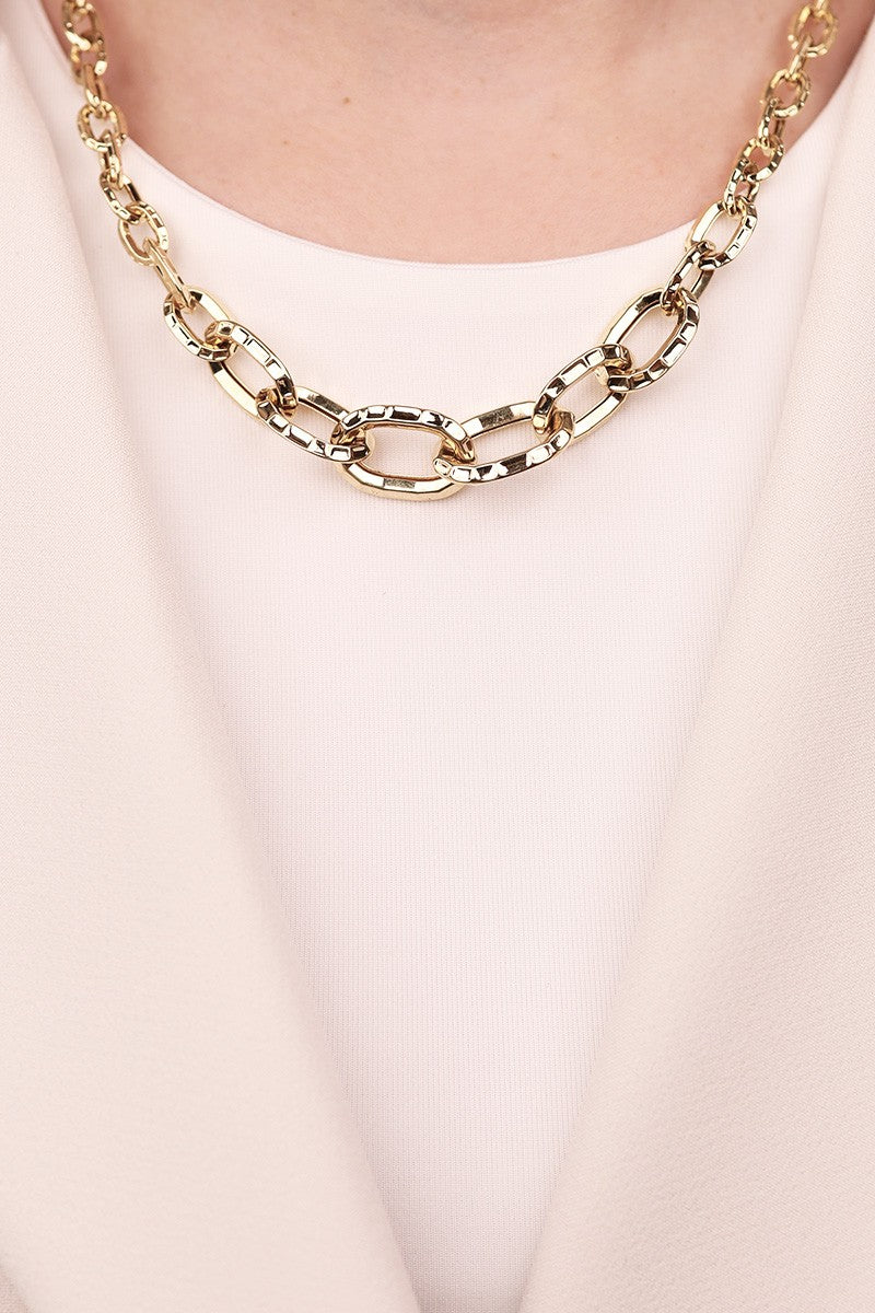 Cetaş Eterna Serisi Geniş Zincir Detaylı 14 Ayar Altın Kolye