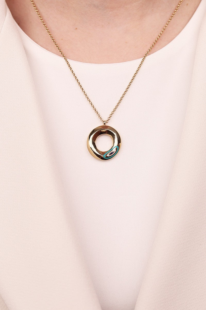 Cetaş Fortuna Serisi Halka Detaylı 14 Ayar Altın Kolye