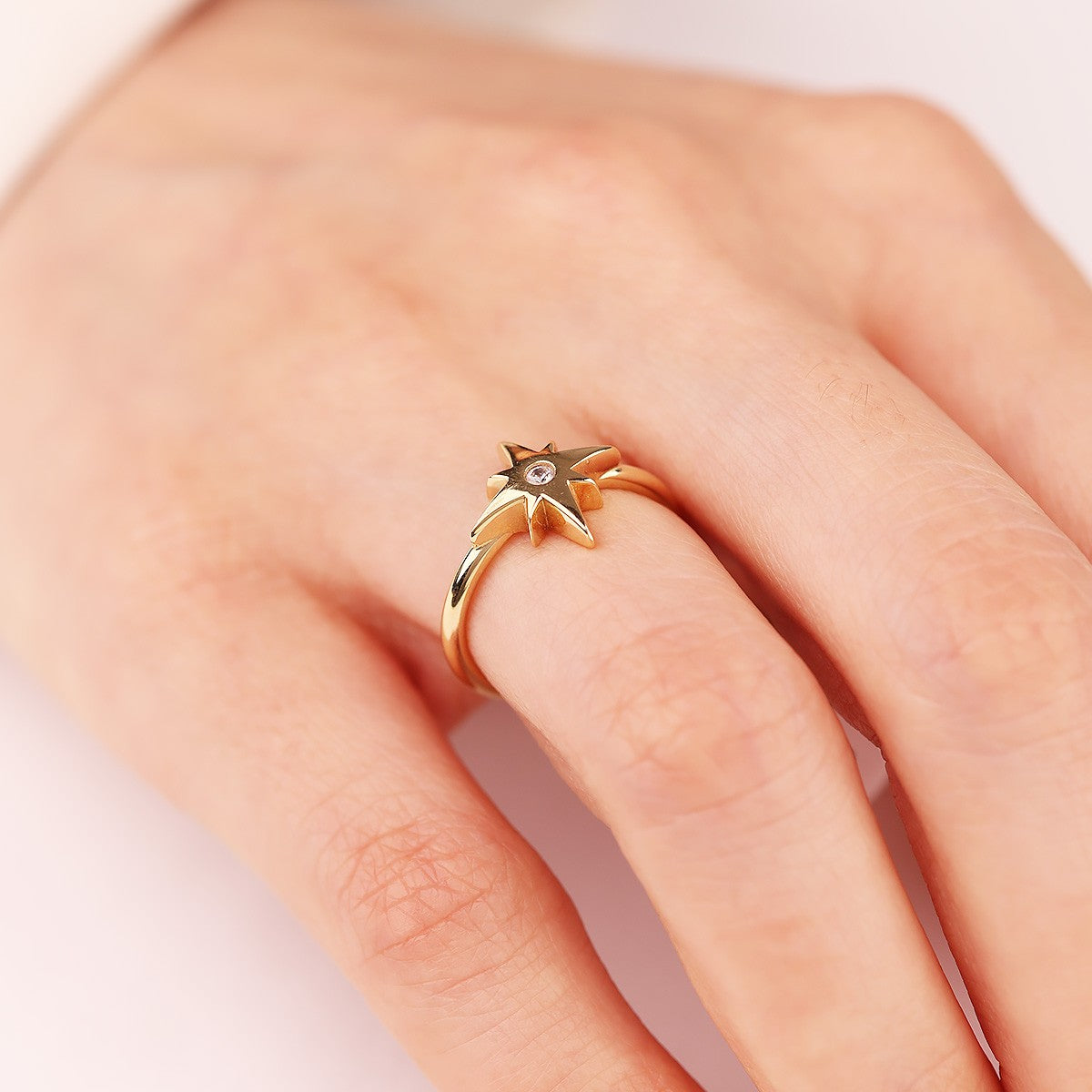 Cetaş Polaris Kutup Yıldızı Temalı Tek Taş 14 Ayar Altın Yüzük