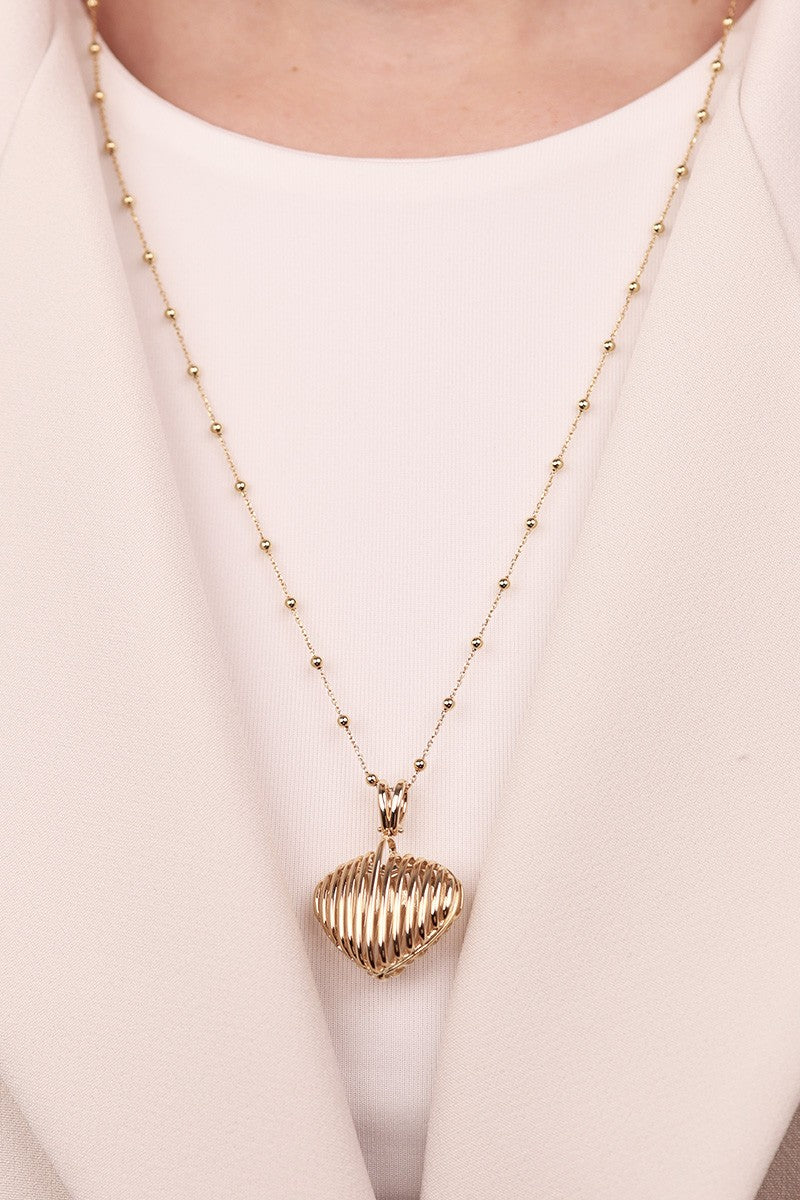 Cetaş Eterna Serisi Charm Detaylı Modern Tasarım 14 Ayar Altın Kolye