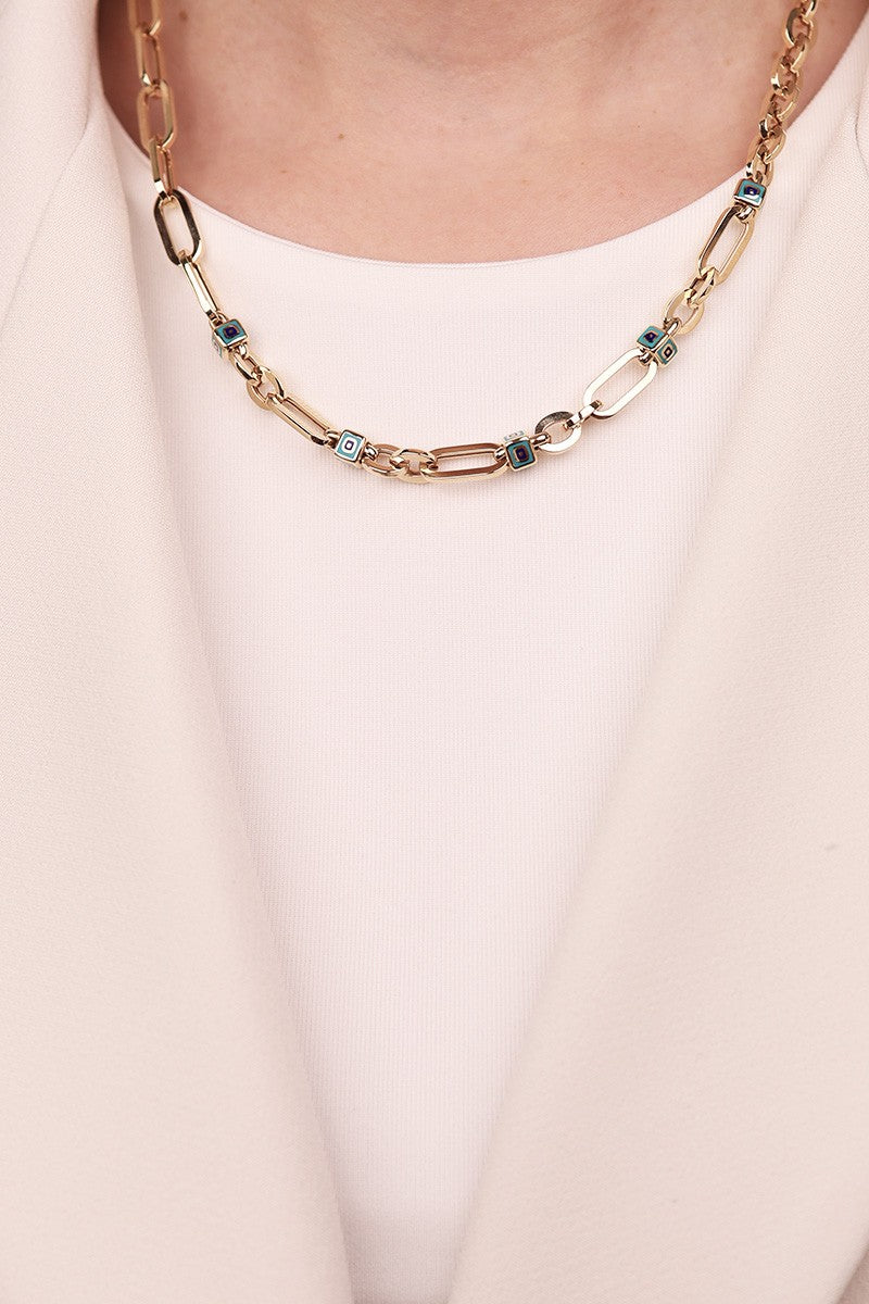 Cetaş Gold Luck Serisi Küp Detaylı 14 Ayar Altın Kolye