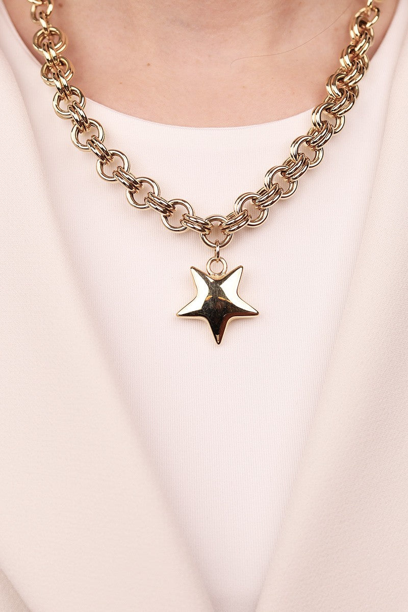 Cetaş Eterna Serisi Yıldız Detaylı 14 Ayar Altın kolye