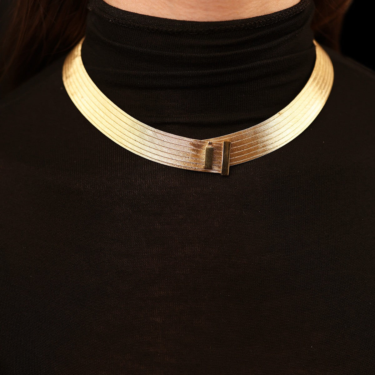 Elizi Manşet Serisi 7 Sıra Trabzon Hasır 14 Ayar Altın Kolye