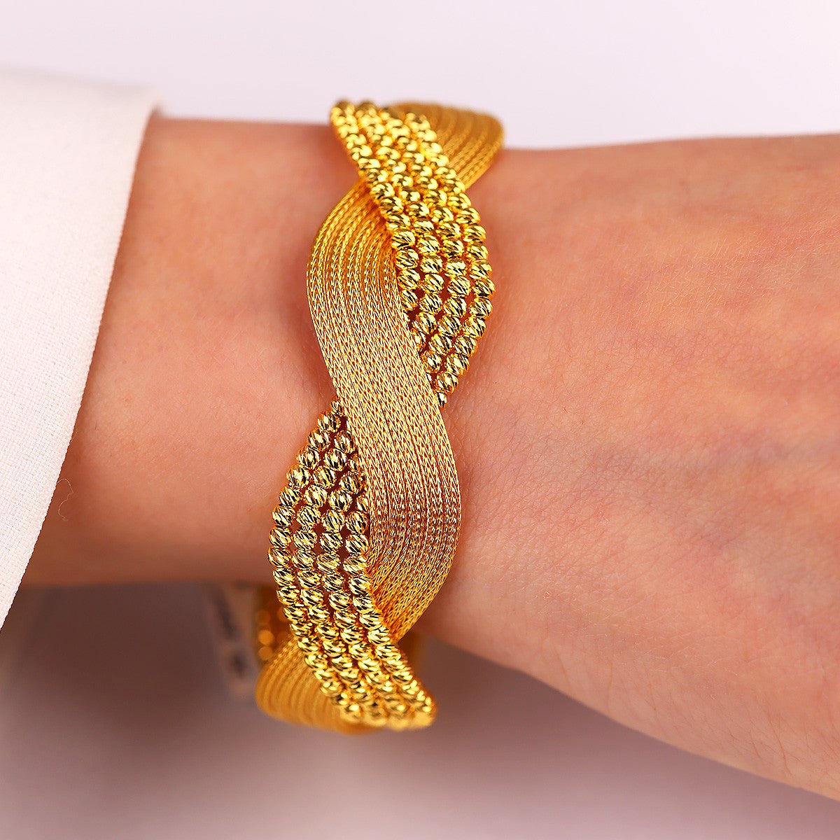 Dorika Detaylı Kalze 14 Ayar Altın Bileklik - Modern ve Şık Tasarım