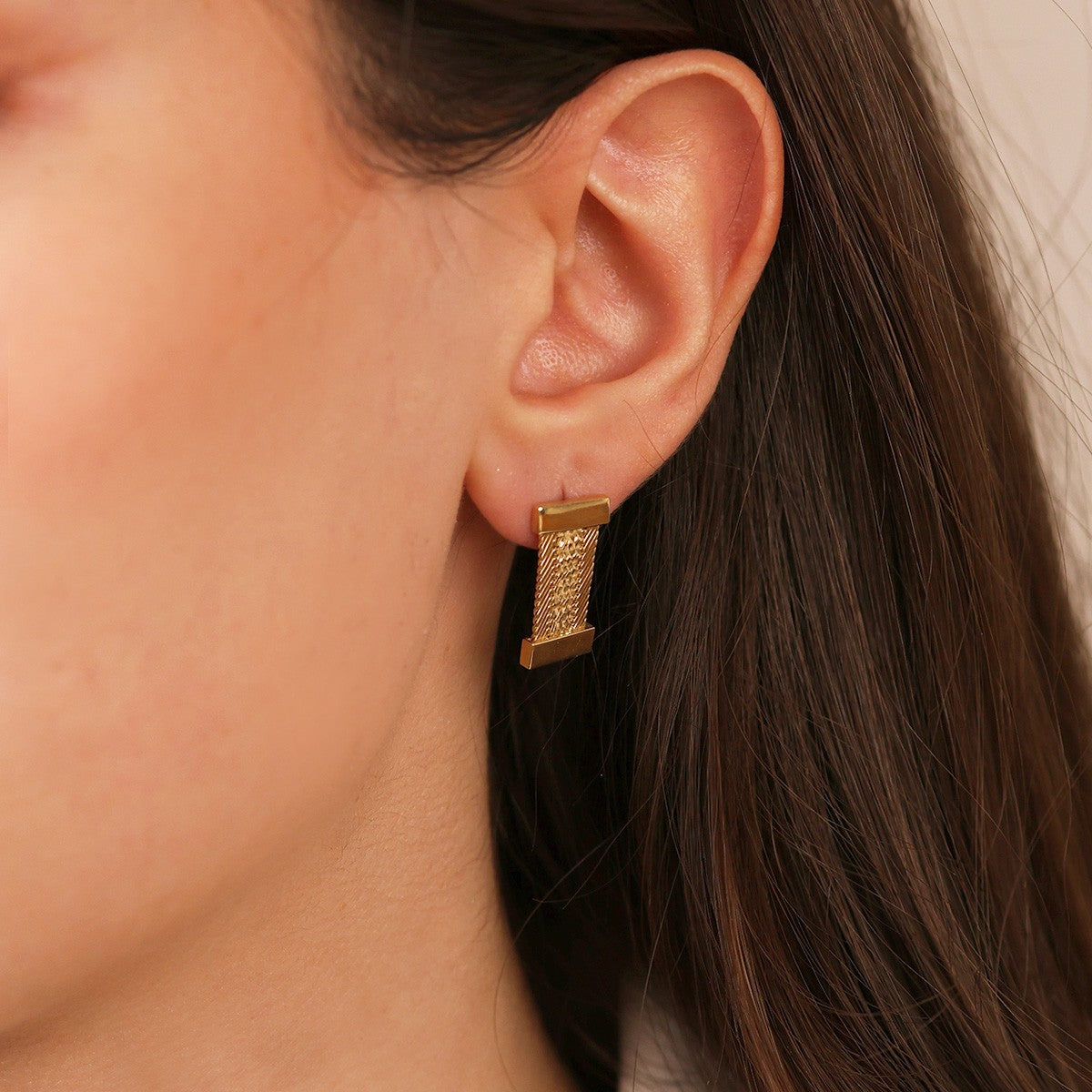 Trabzon Hasır Model 14 Ayar Altın Küpe