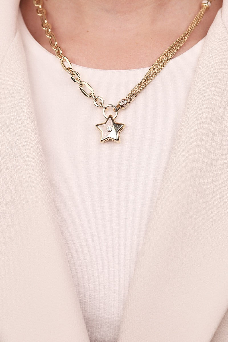 Cetaş Gold Luck Serisi Yıldız Temalı  14 Ayar Altın Kolye