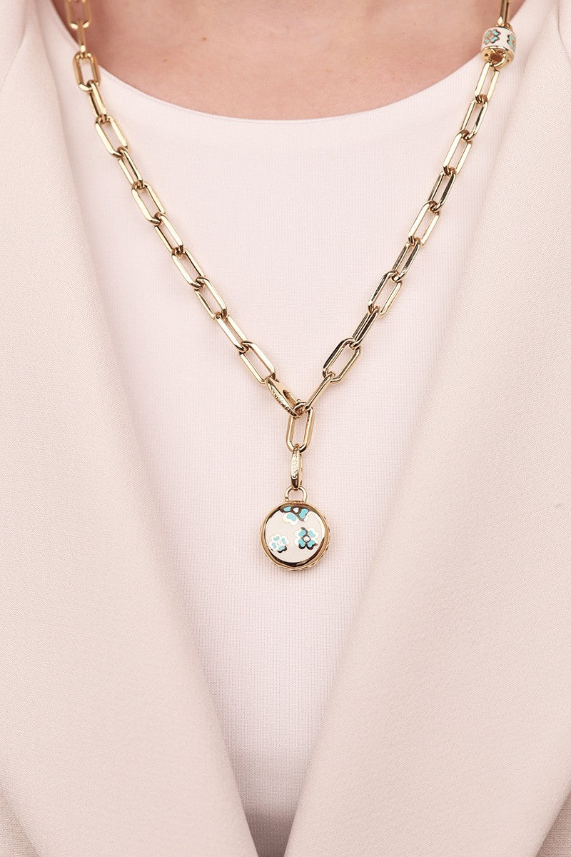 Cetaş Eterna Serisi Mine Taş Süslemeli 14 Ayar Altın Kolye