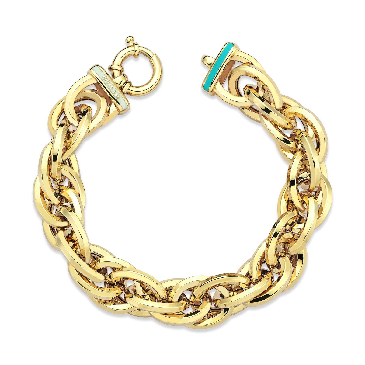 Cetaş Eterna Serisi MAvi Mineli 14 Ayar Altın Bileklik