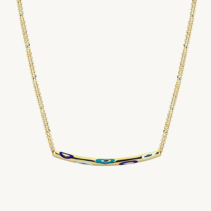 Cetaş Fortuna  Serisi Çift Zincirli 14 Ayar Altın Kolye