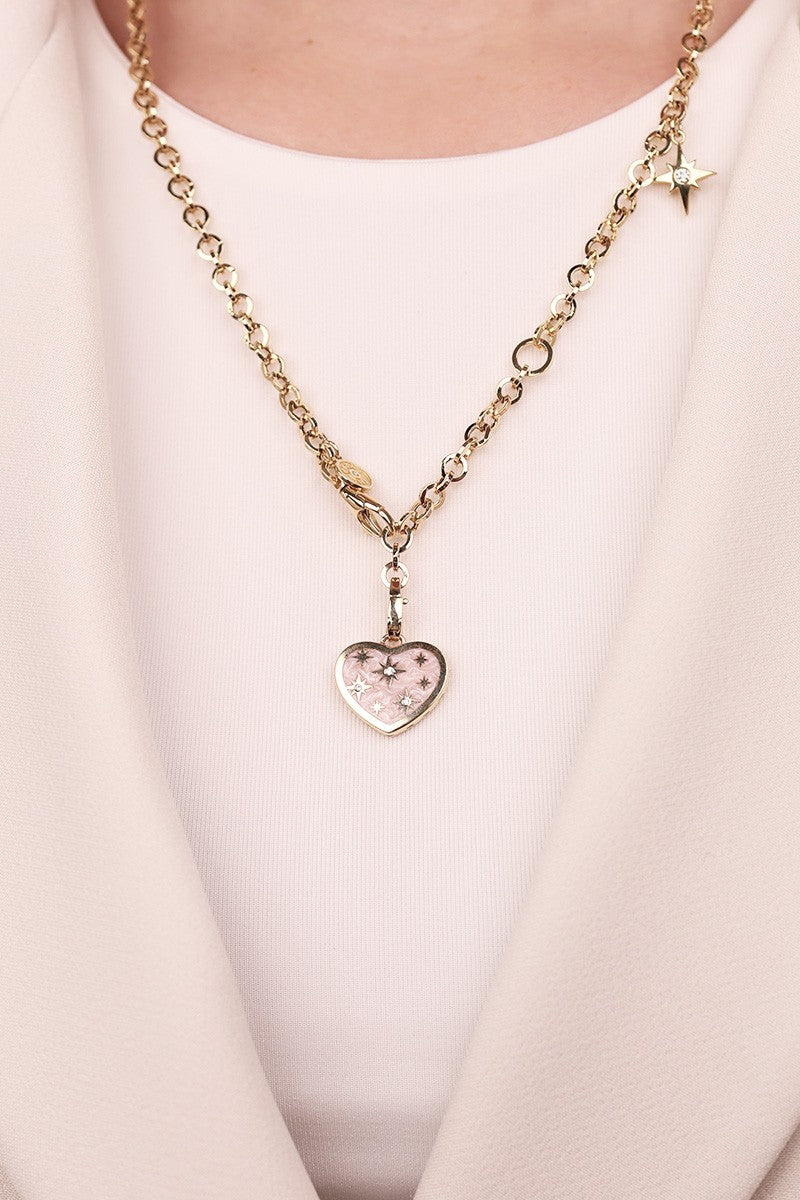 Cetaş Polaris Serisi Pembe Mineli 14 Ayar Altın Kolye