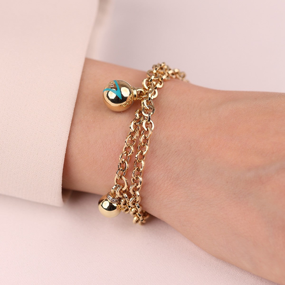 Cetaş Eterna Serisi Top Detaylı 14 Ayar Altın Bileklik