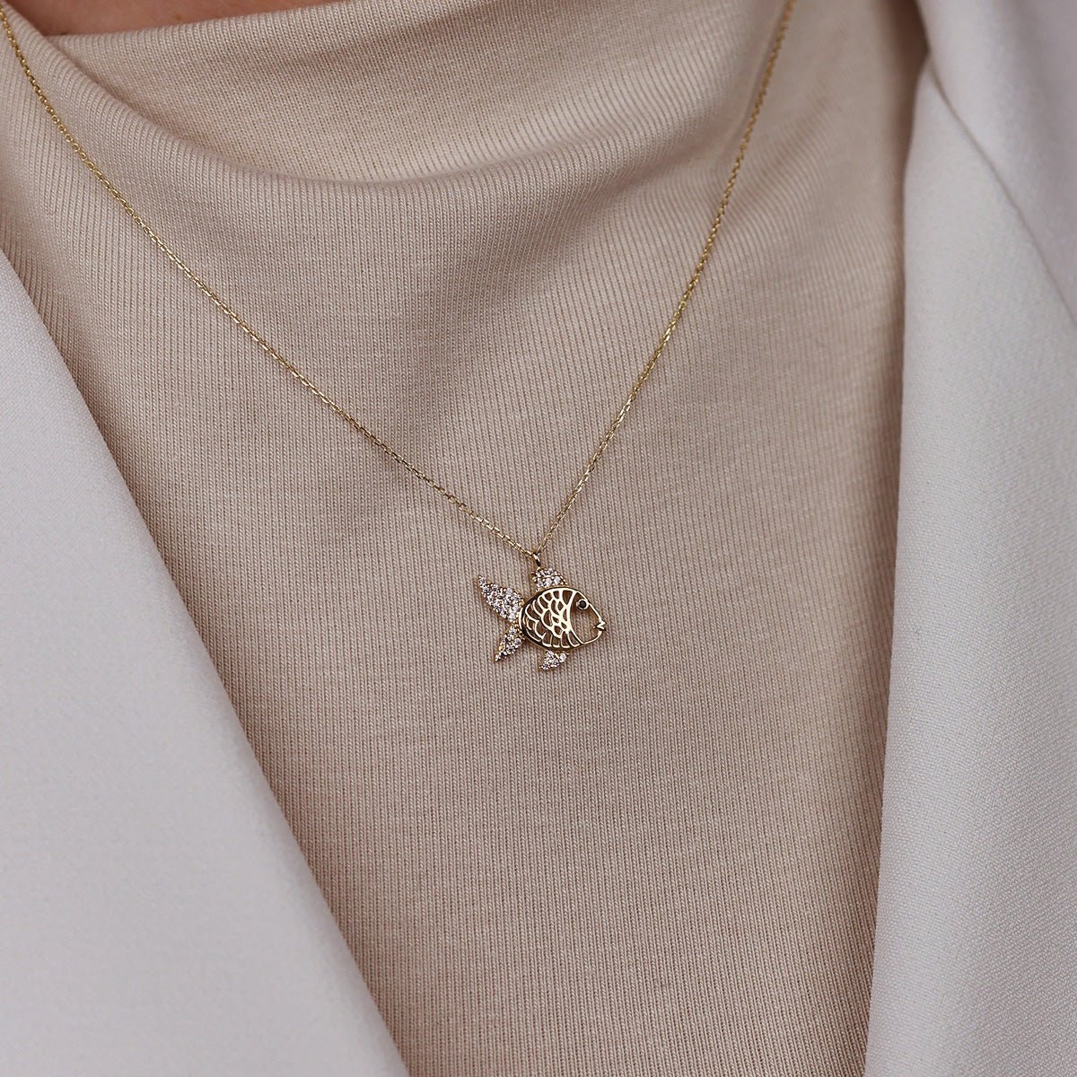 Balık 14 Ayar Altın Kolye - Nur Kuyumculuk