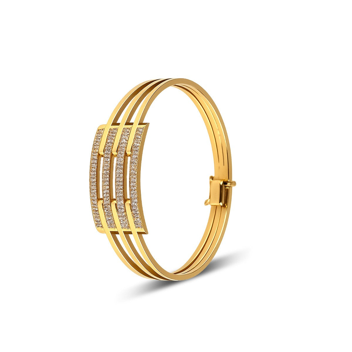 Taş Temalı Kaburga 14 Ayar Altın Kelepçe