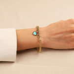 Cetaş Eterna Mavi Kalpli 14 Ayar Altın Bileklik - Nur Kuyumculuk