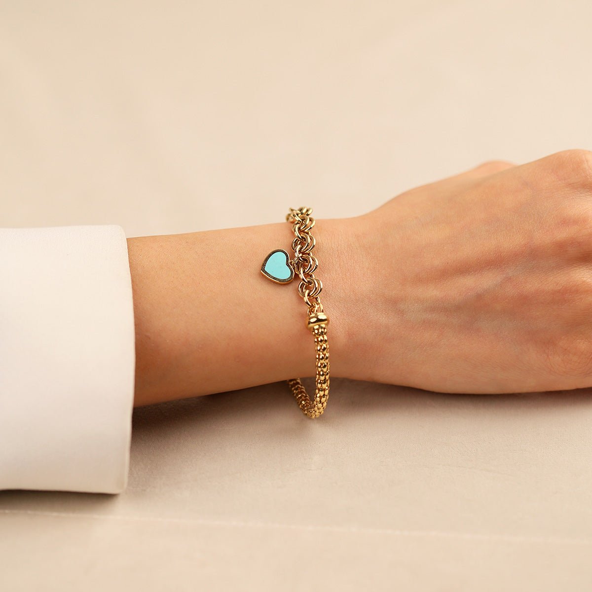 Cetaş Eterna Mavi Kalpli 14 Ayar Altın Bileklik - Nur Kuyumculuk