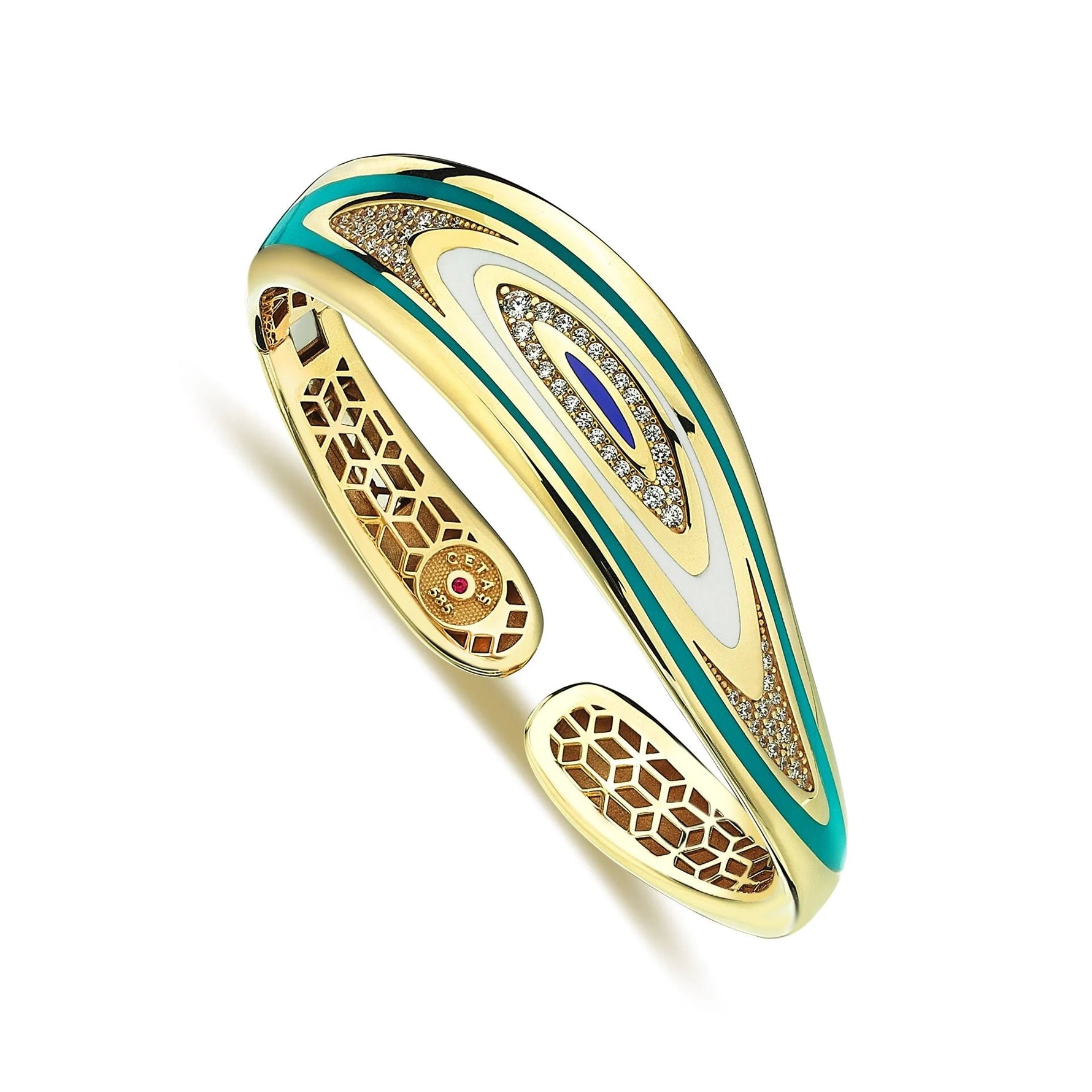 Cetaş Fortuna Mavi Mineli 14 Ayar Altın Kelepçe - Nur Kuyumculuk