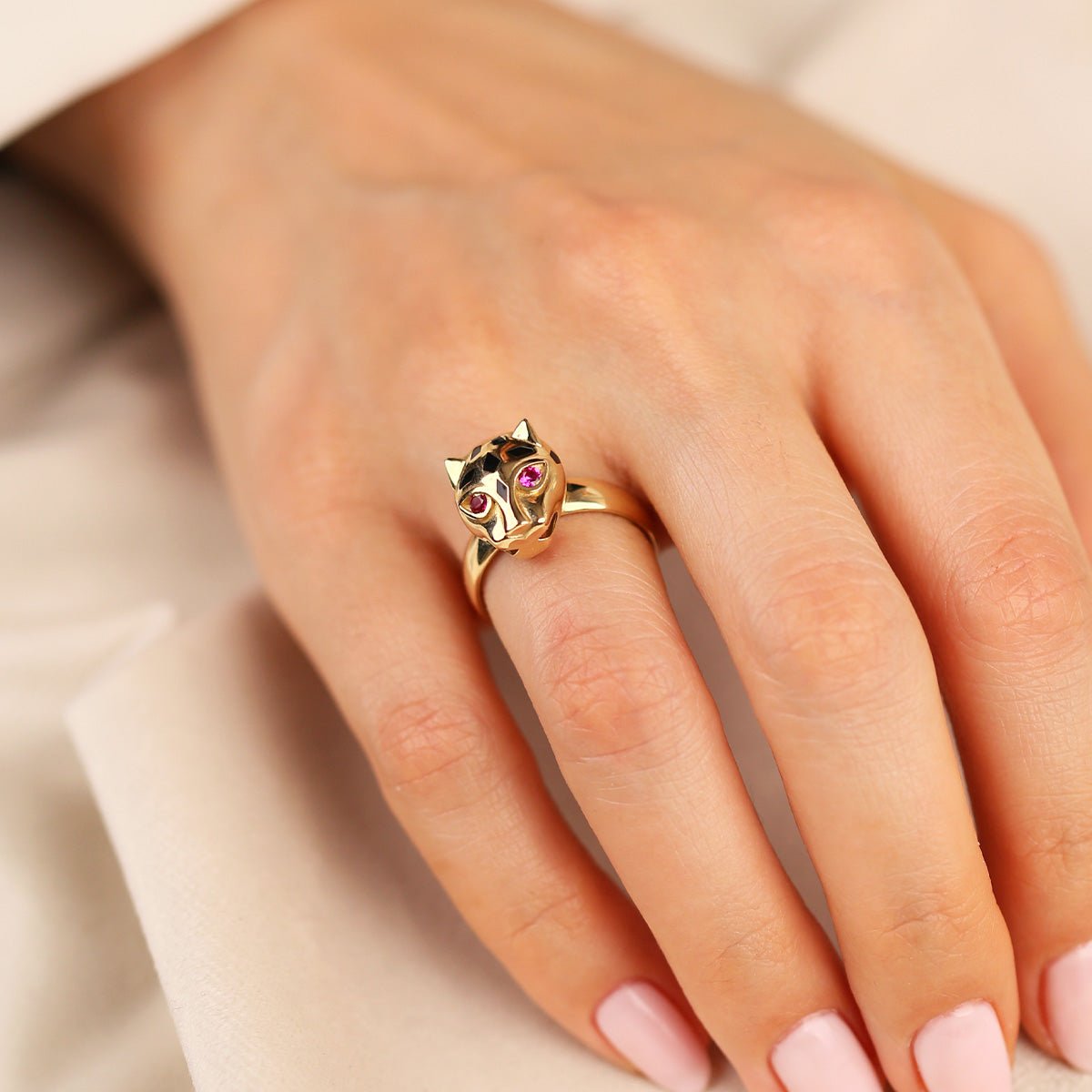 Cetaş Kaplanlı 14 Ayar Altın Yüzük - Nur Kuyumculuk