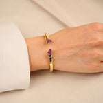 Cetaş Kırmızı Taşlı 14 Ayar Kelepçe - Nur Kuyumculuk