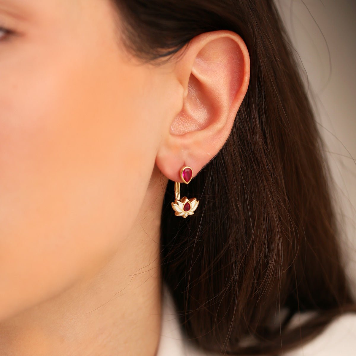 Cetaş Lotus 14 Ayar Altın Küpe - Nur Kuyumculuk