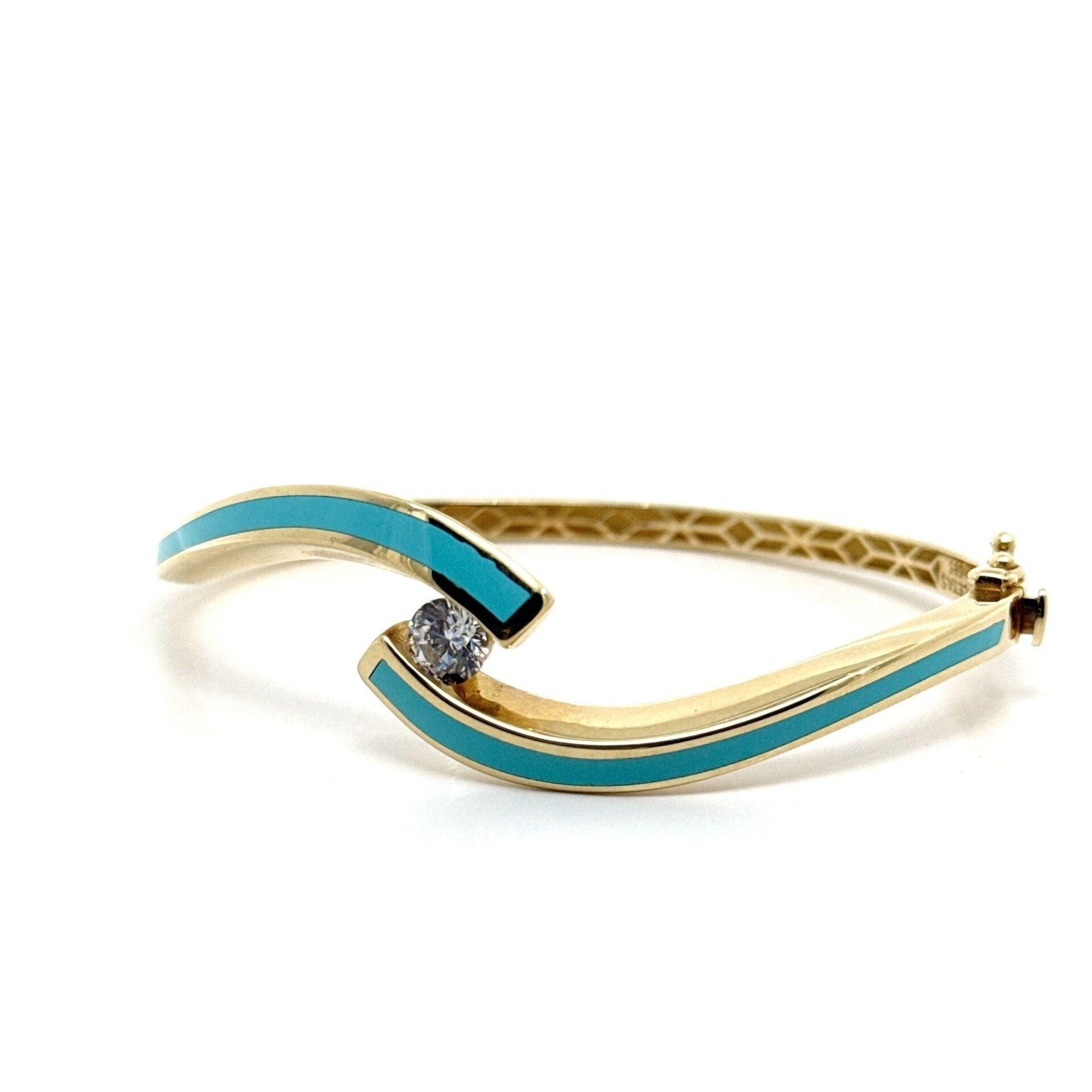 Cetaş Mavi Mineli 14 Ayar Altın Kelepçe - Nur Kuyumculuk