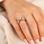 Cetaş Pembe Mineli Taş Detaylı 14 Ayar Altın Yüzük - Nur Kuyumculuk