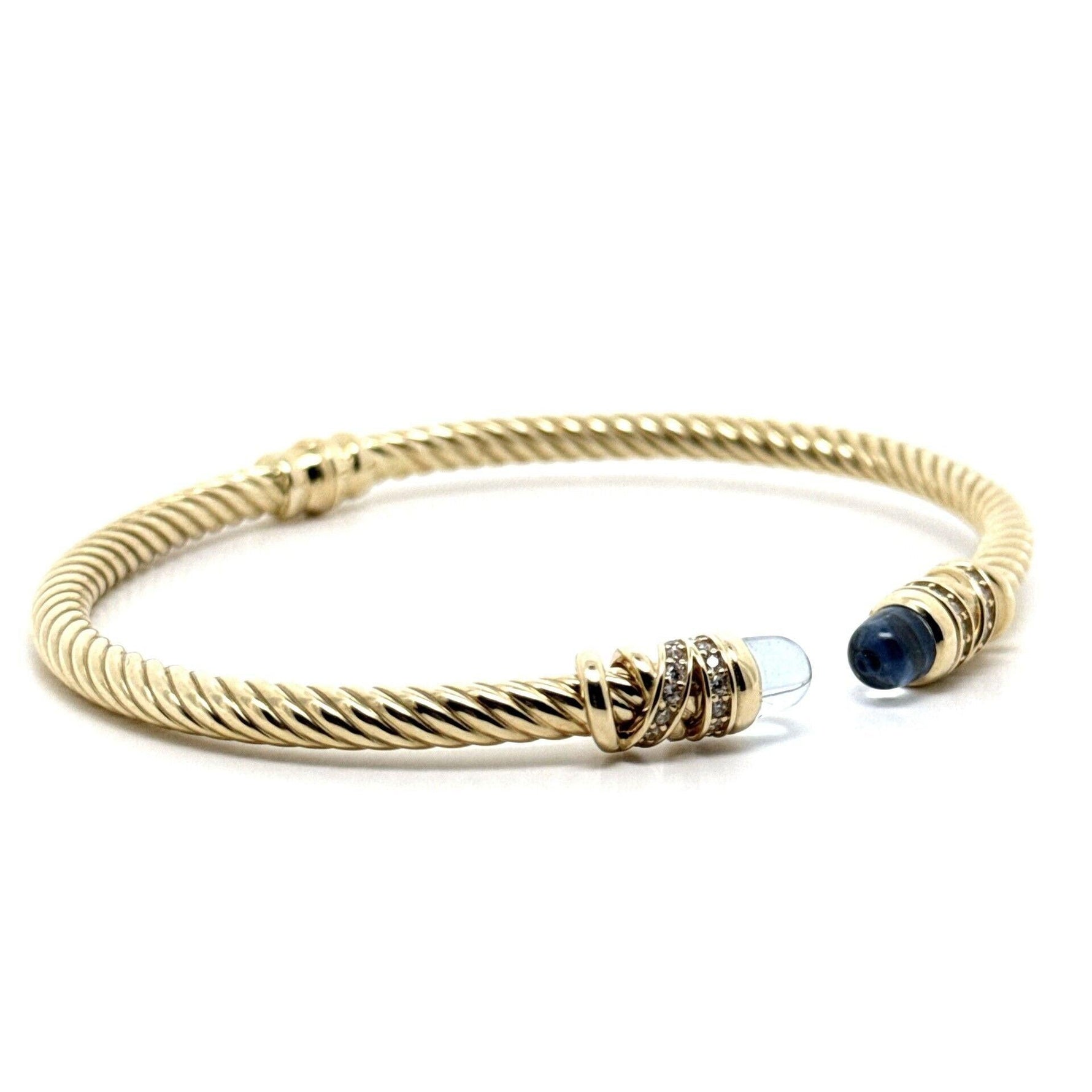 Cetaş Twist Mavi Renk 14 Ayar Altın Kelepçe - Nur Kuyumculuk