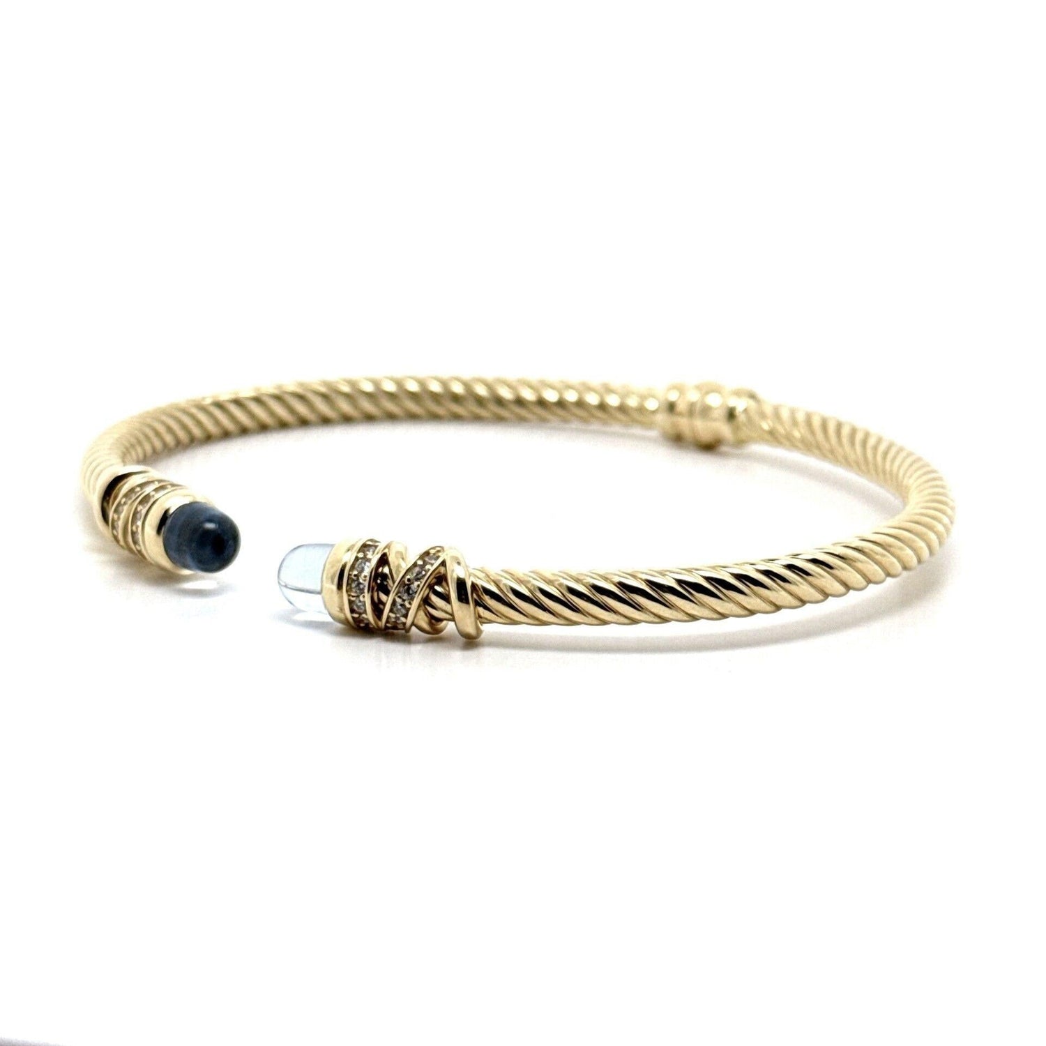 Cetaş Twist Mavi Renk 14 Ayar Altın Kelepçe - Nur Kuyumculuk