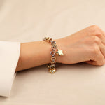 Charmlı Kalp ve Yıldız 14 Ayar Sarı Altın Bileklik - Nur Kuyumculuk