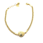 Çizgili Kalpli 14 Ayar Altın Bileklik - Nur Kuyumculuk