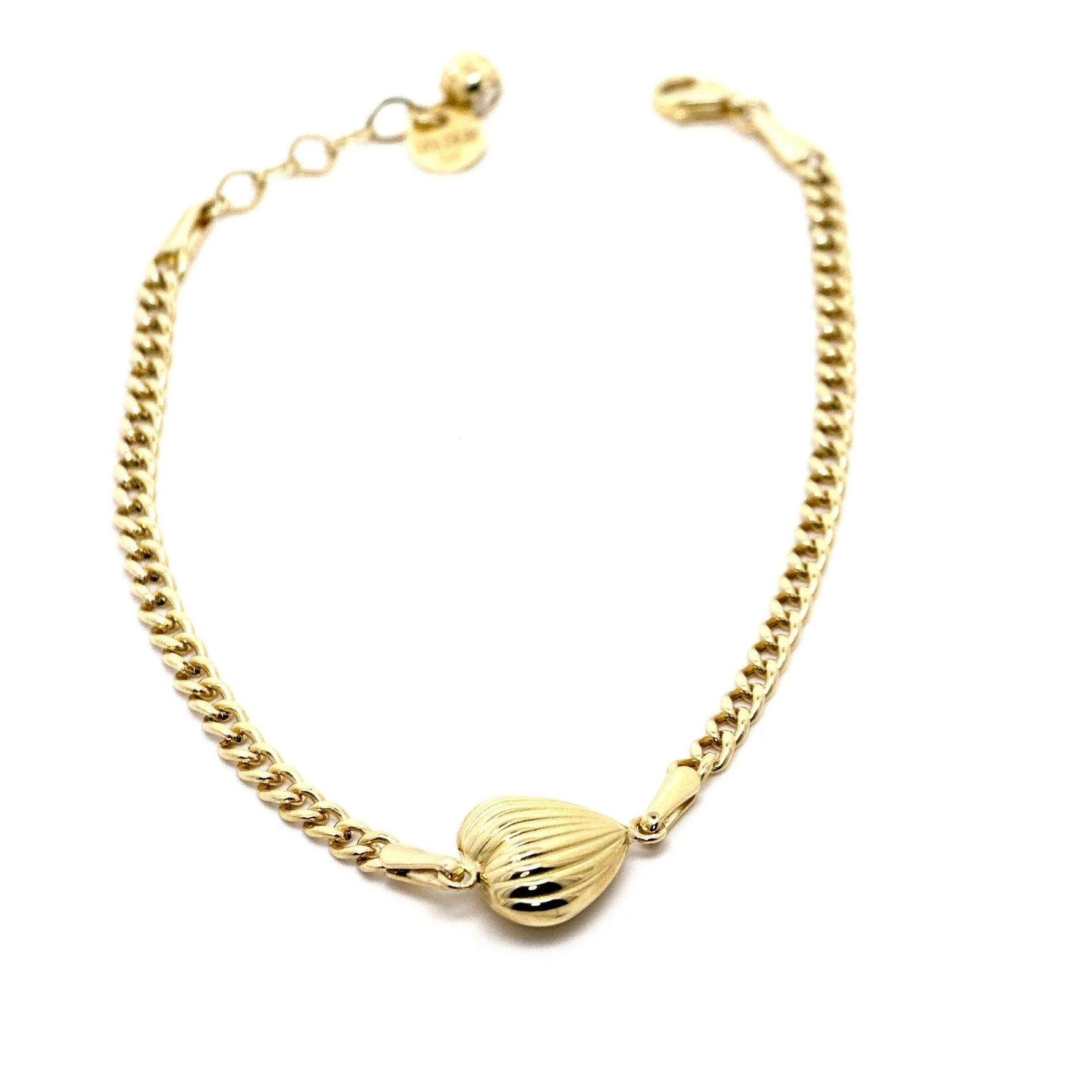 Çizgili Kalpli 14 Ayar Altın Bileklik - Nur Kuyumculuk