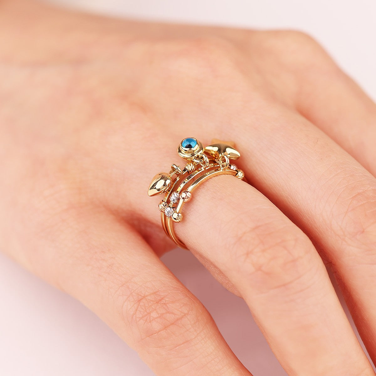 Cetaş Eterna Serisi Nazar Boncuk Temalı  14 Ayar Altın Yüzük