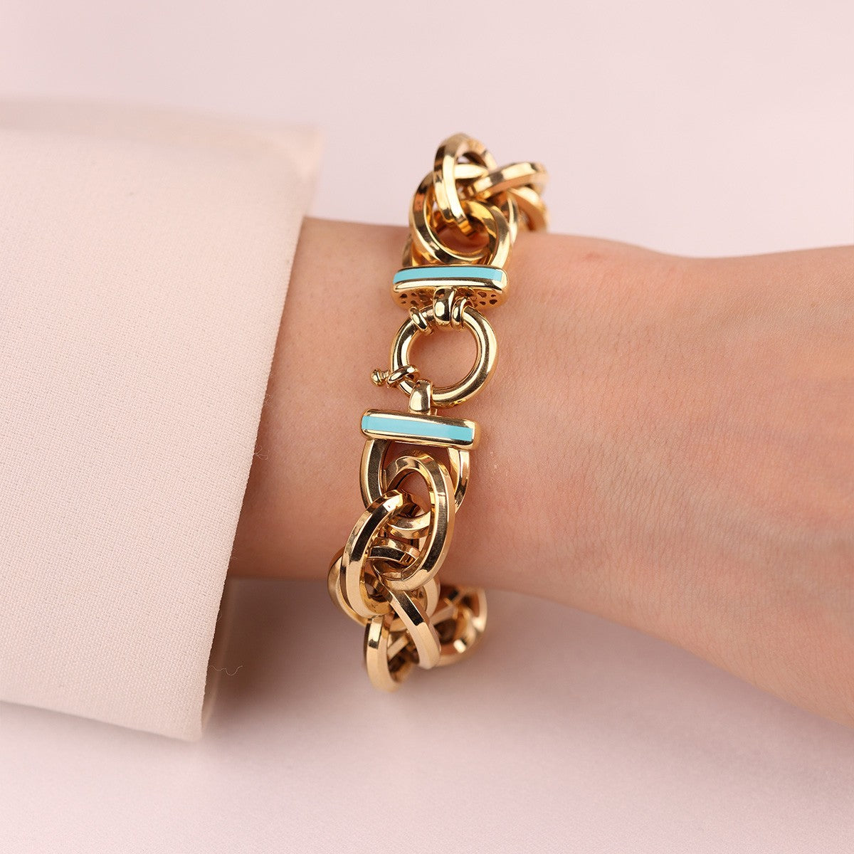 Cetaş Eterna Serisi MAvi Mineli 14 Ayar Altın Bileklik