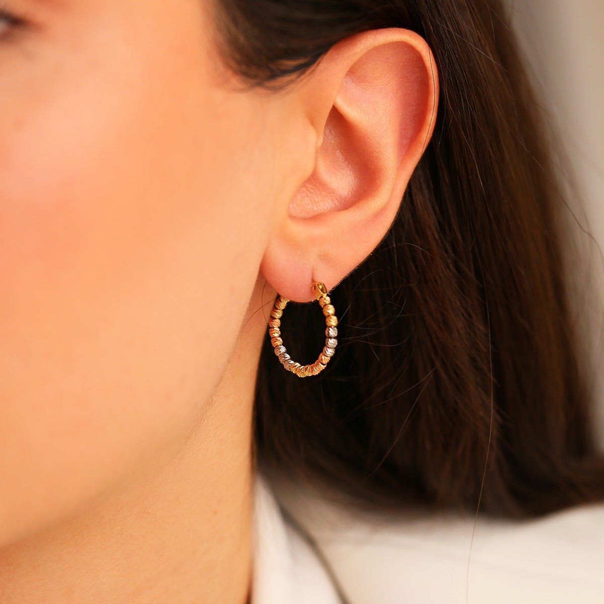 Dorika Halka 14 Ayar Altın Küpe - Nur Kuyumculuk