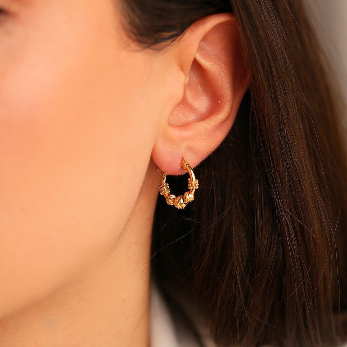 Dorikalı 14 Ayar Altın Halka Küpe - Nur Kuyumculuk