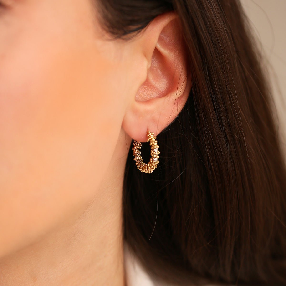 Dorikalı 14 Ayar Altın Halka Küpe - Nur Kuyumculuk