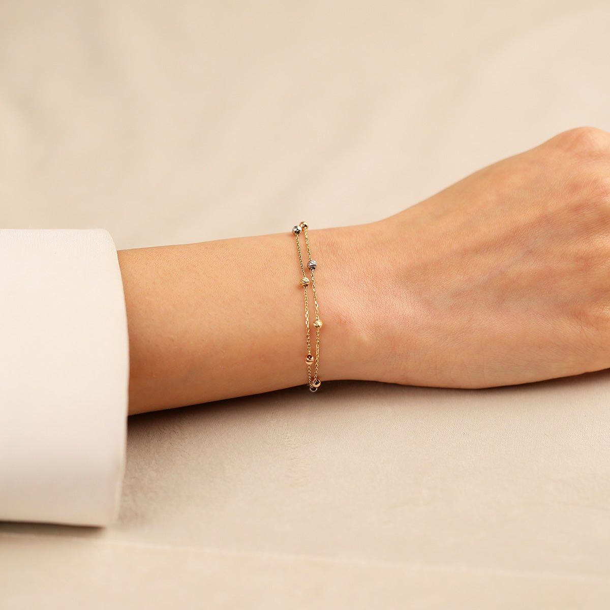 Dorikalı Çift Zincirli 14 Ayar Altın Bileklik - Nur Kuyumculuk