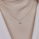 Eflatun Kelebek 14 Ayar Altın Kolye - Nur Kuyumculuk