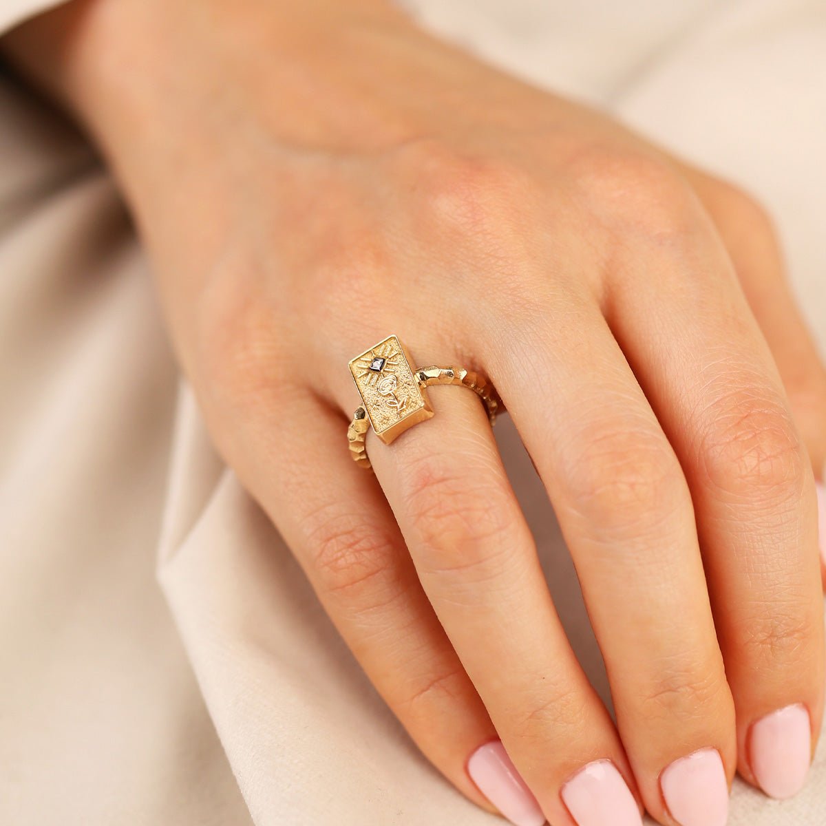 Eskitme 14 Ayar Altın Yüzük - Nur Kuyumculuk