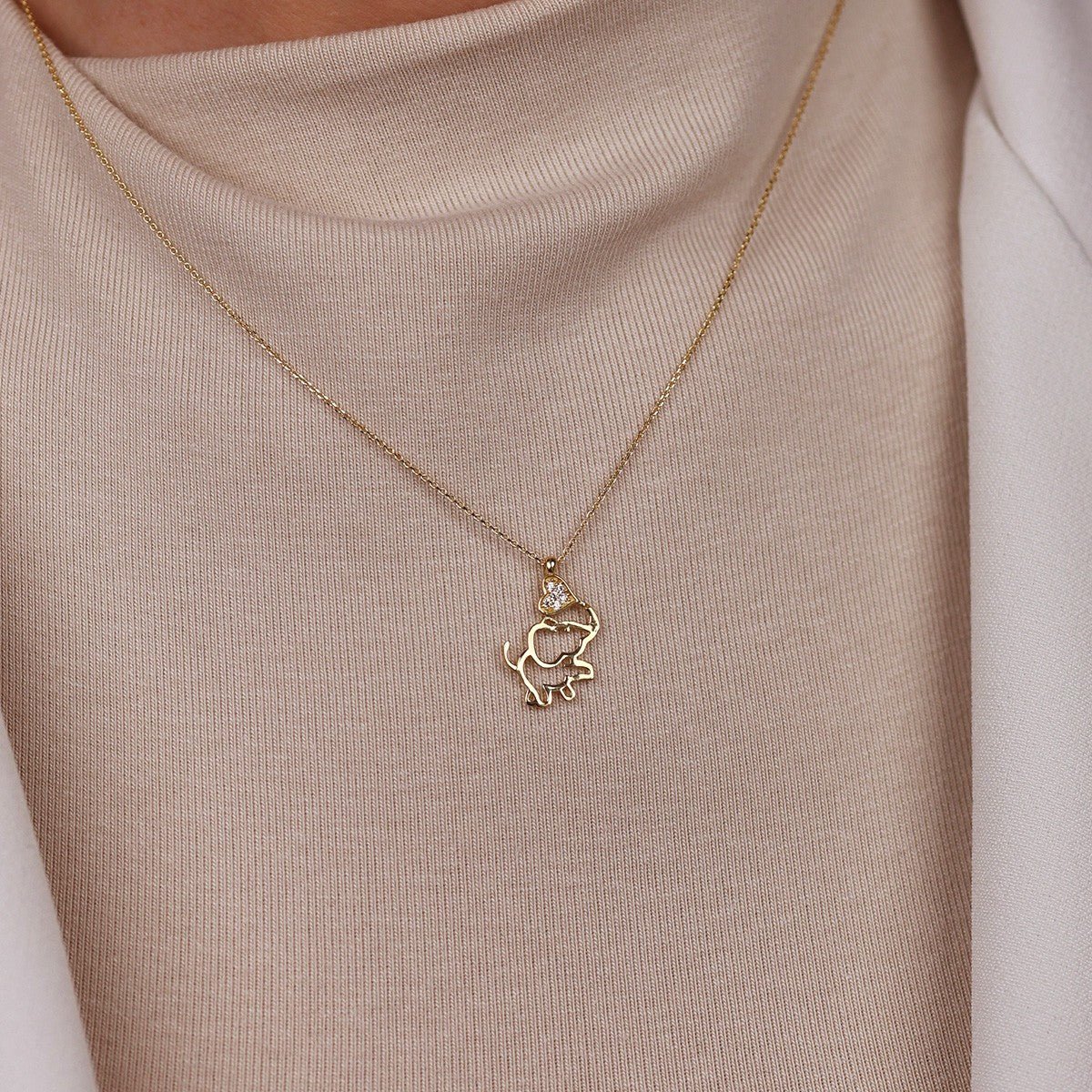 Fil Figürlü Zincirli 14 Ayar Altın Kolye - Nur Kuyumculuk